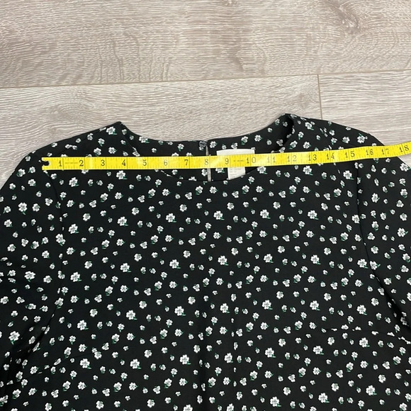NWOT H&M Long Sleeve Black Floral Print Tunic Shift Dress Pockets 12 - Picture 6 of 14